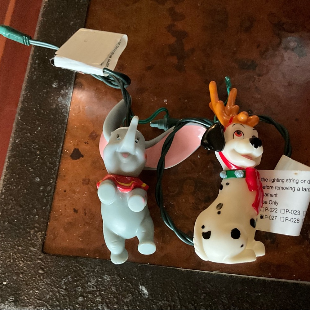 Disney Dumbo and Dalmatian Dog Tree Light Ornaments